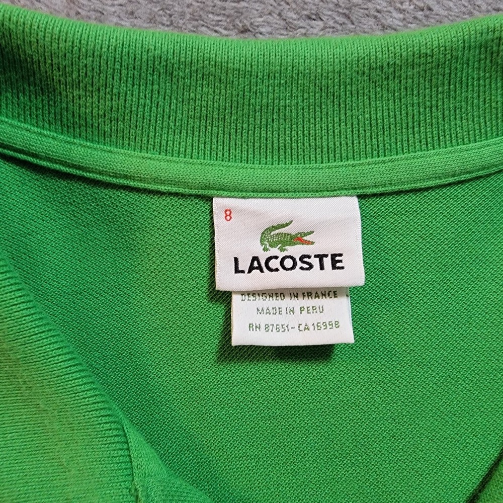 VTG 90s Lacoste pique polo green size 8/ XXL Cropped oversized designed France - Picture 2 of 4